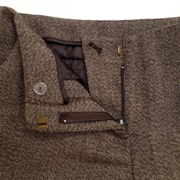 ANNE KLEIN Straight Leg Office Trouser in Chocolate Brown & Cream Wool Blend - Picture 11 of 16
